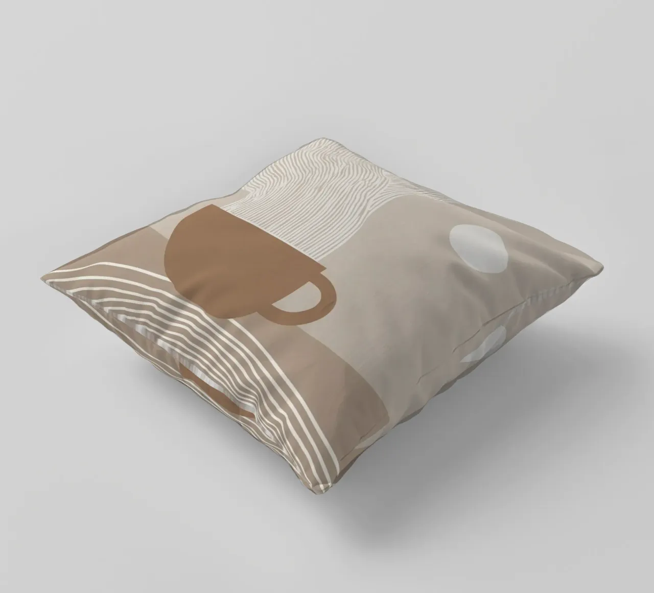 Zen latte | Line art bianca su beige cuscino da Autofocus