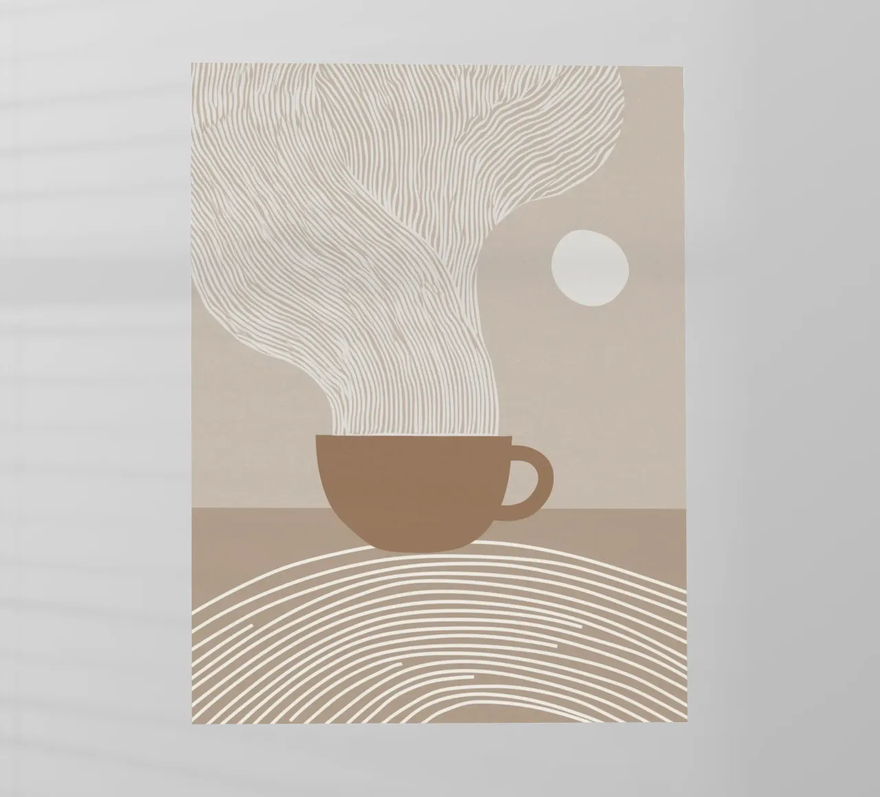 Zen latte | Line art bianca su beige pellicola backlit da Autofocus