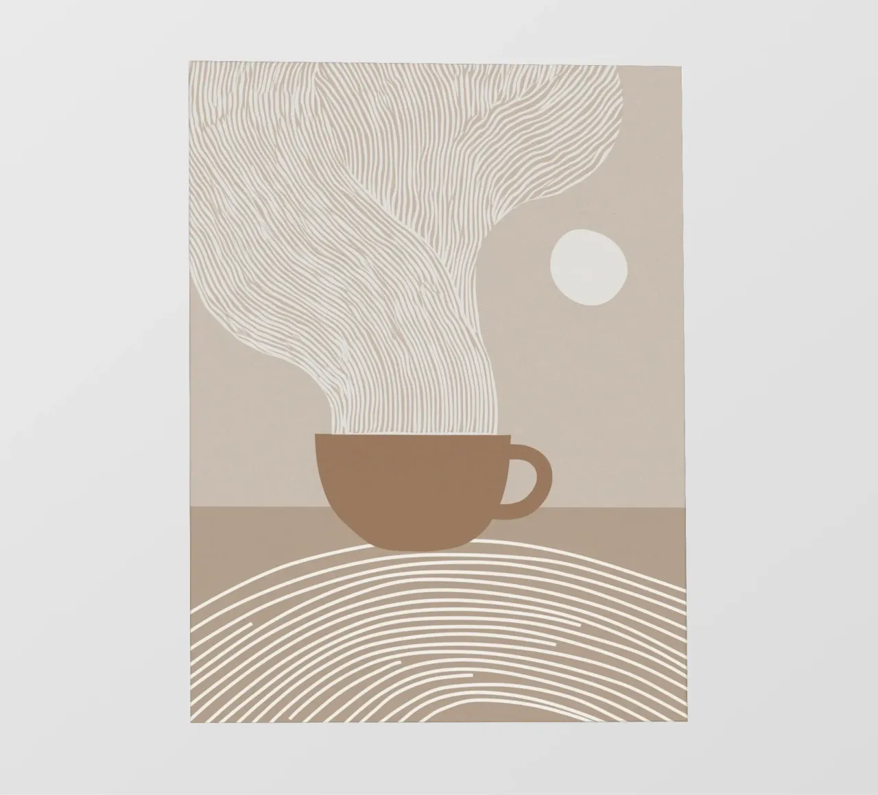Zen latte | Line art bianca su beige pellicola backlit da Autofocus