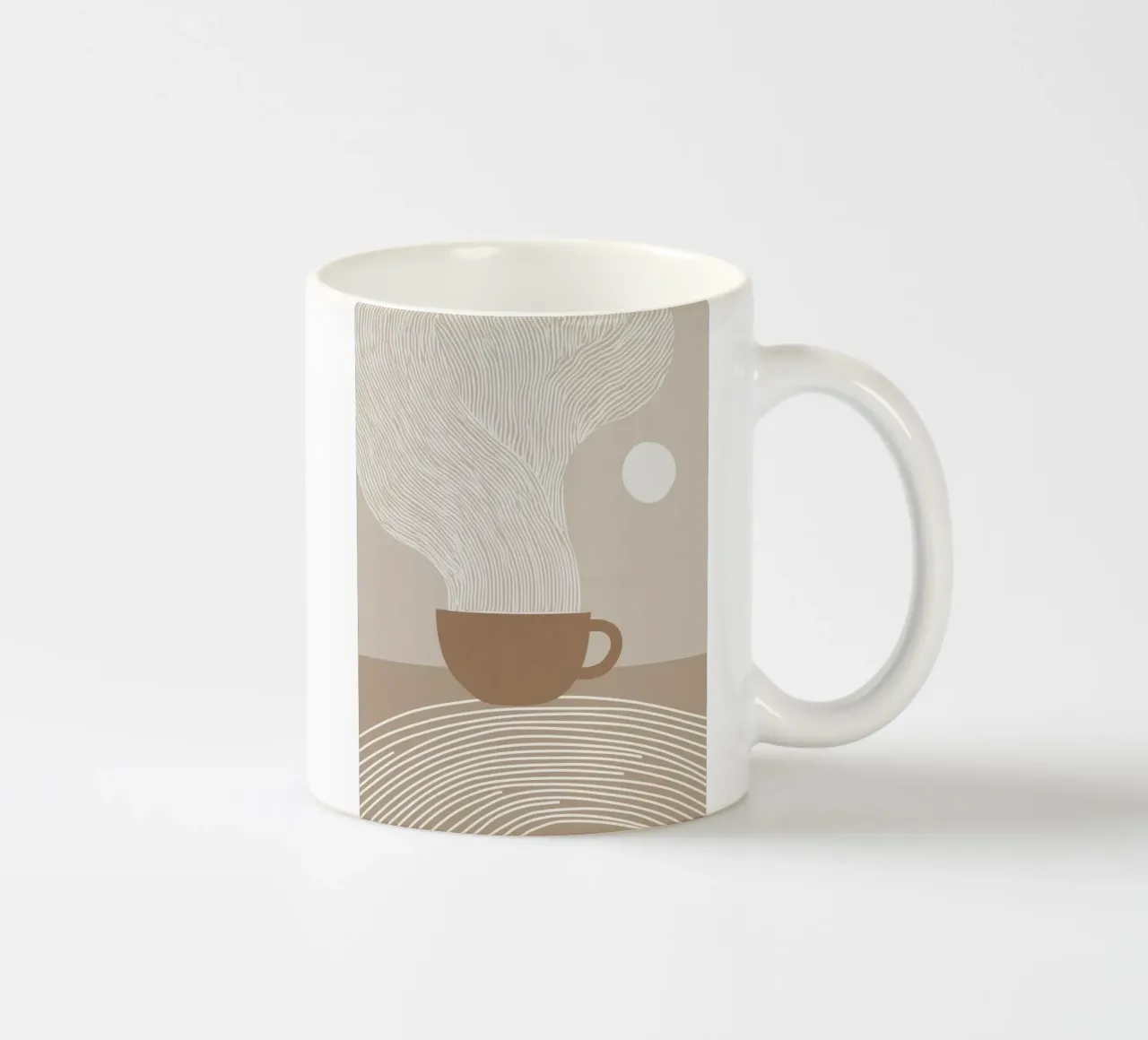 Zen latte | Line art bianca su beige tazza in ceramica da Autofocus