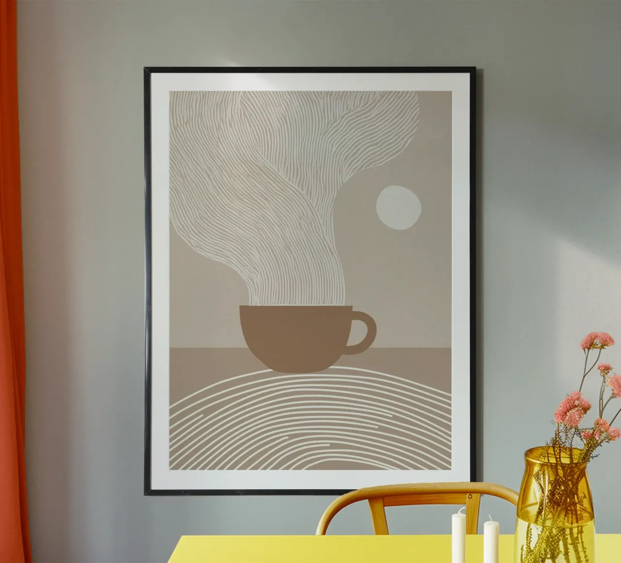 Zen latte | Line art bianca su beige carta hahnemühle da Autofocus