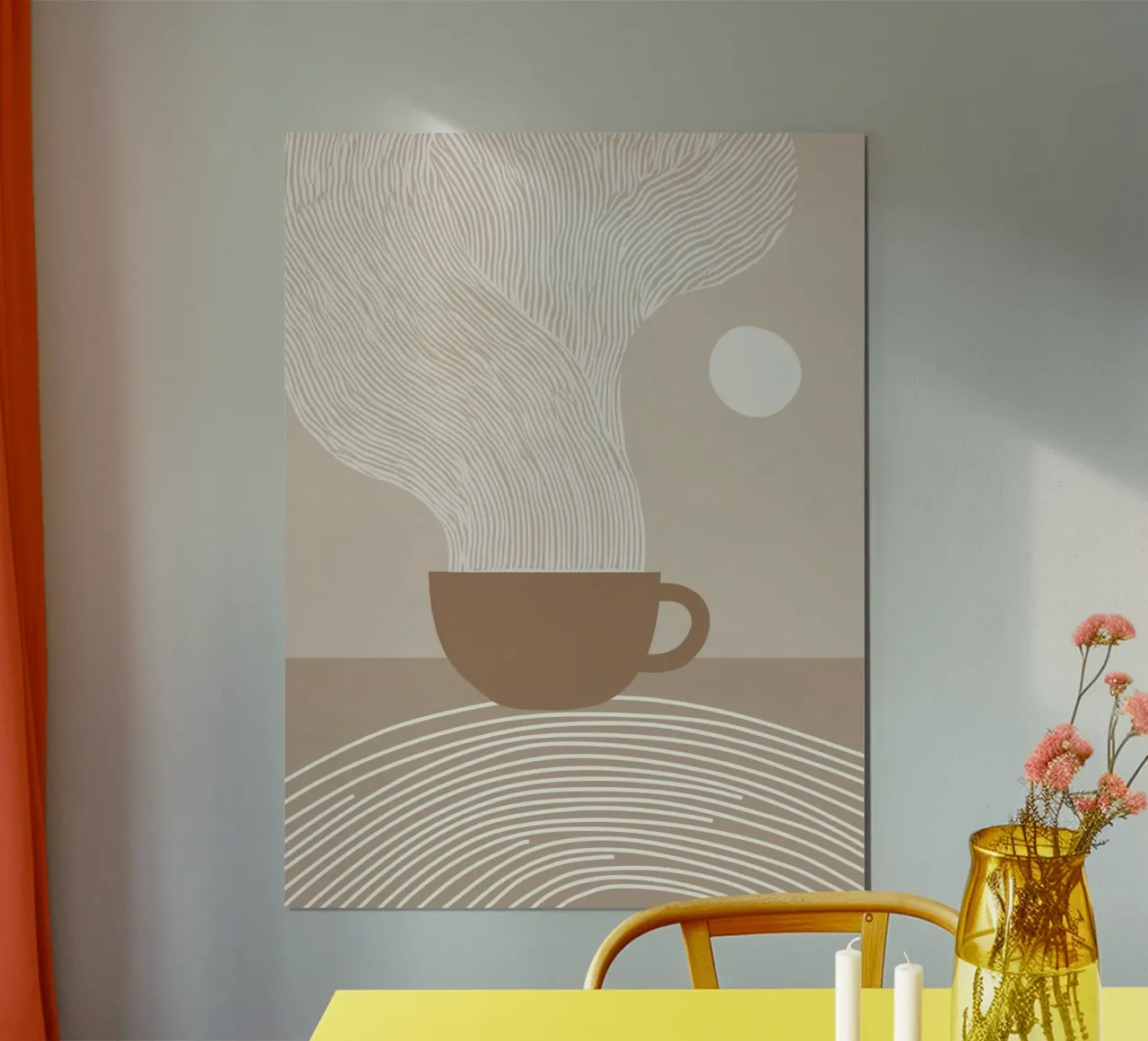 Zen latte | Line art bianca su beige carta hahnemühle da Autofocus