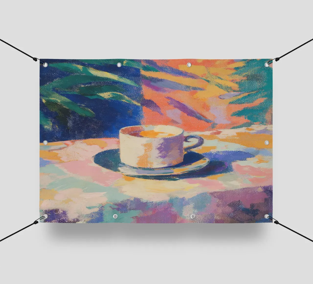 Tazza da caffè in colori pastello telo in pvc da Nikis Art Studio