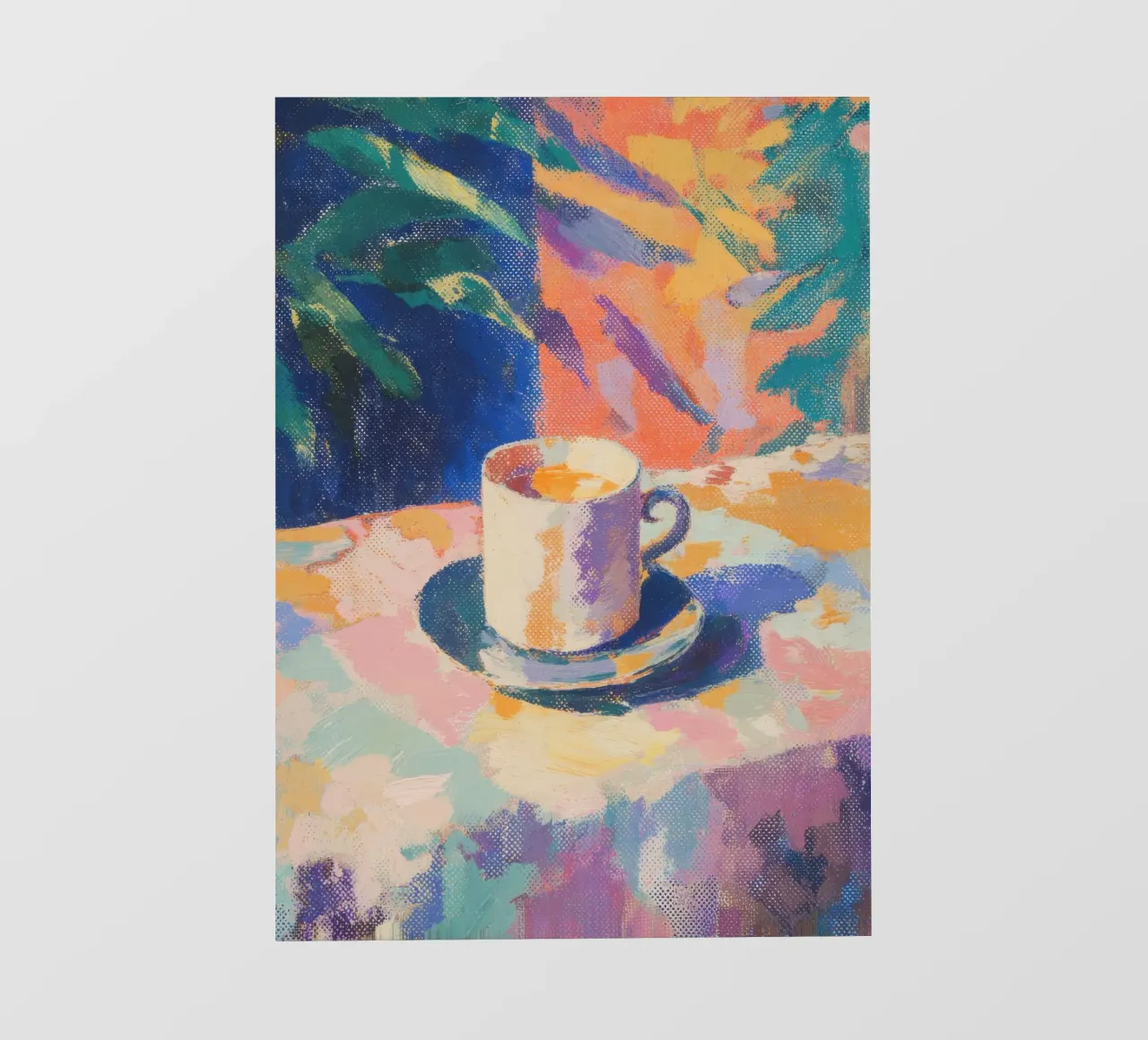 Tazza da caffè in colori pastello telo in pvc da Nikis Art Studio
