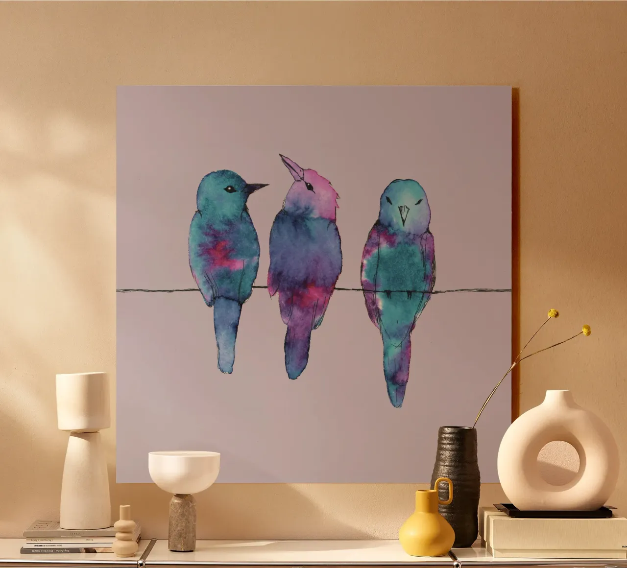 Tre uccelli su un filo plexiglass da BwiseLizzy