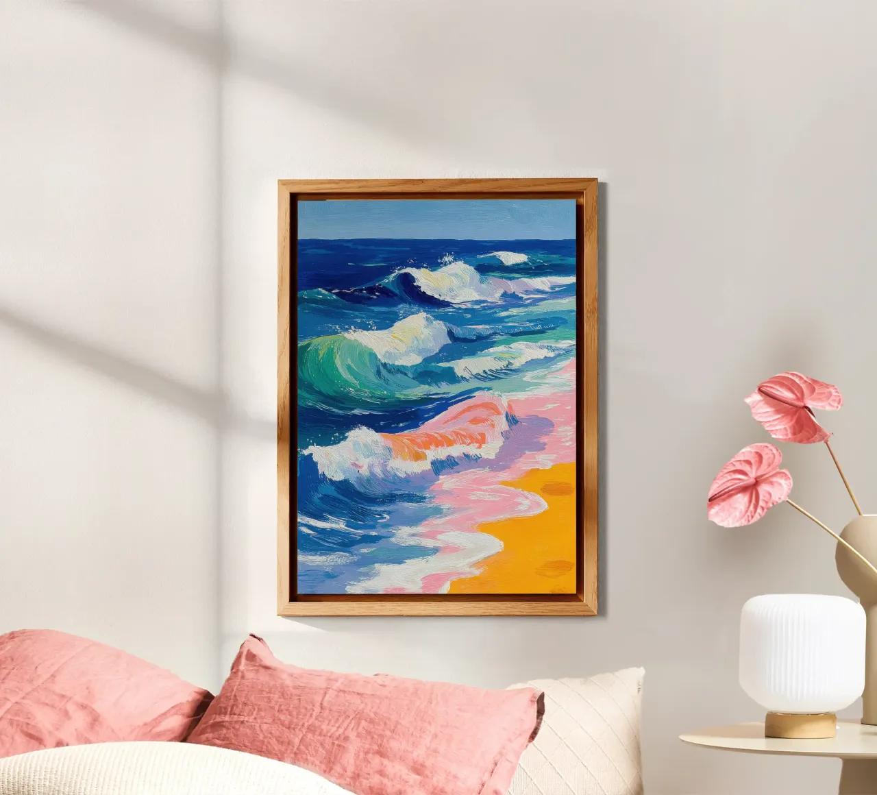 Onde colorate sulla spiaggia alluminio dibond da Nikis Art Studio