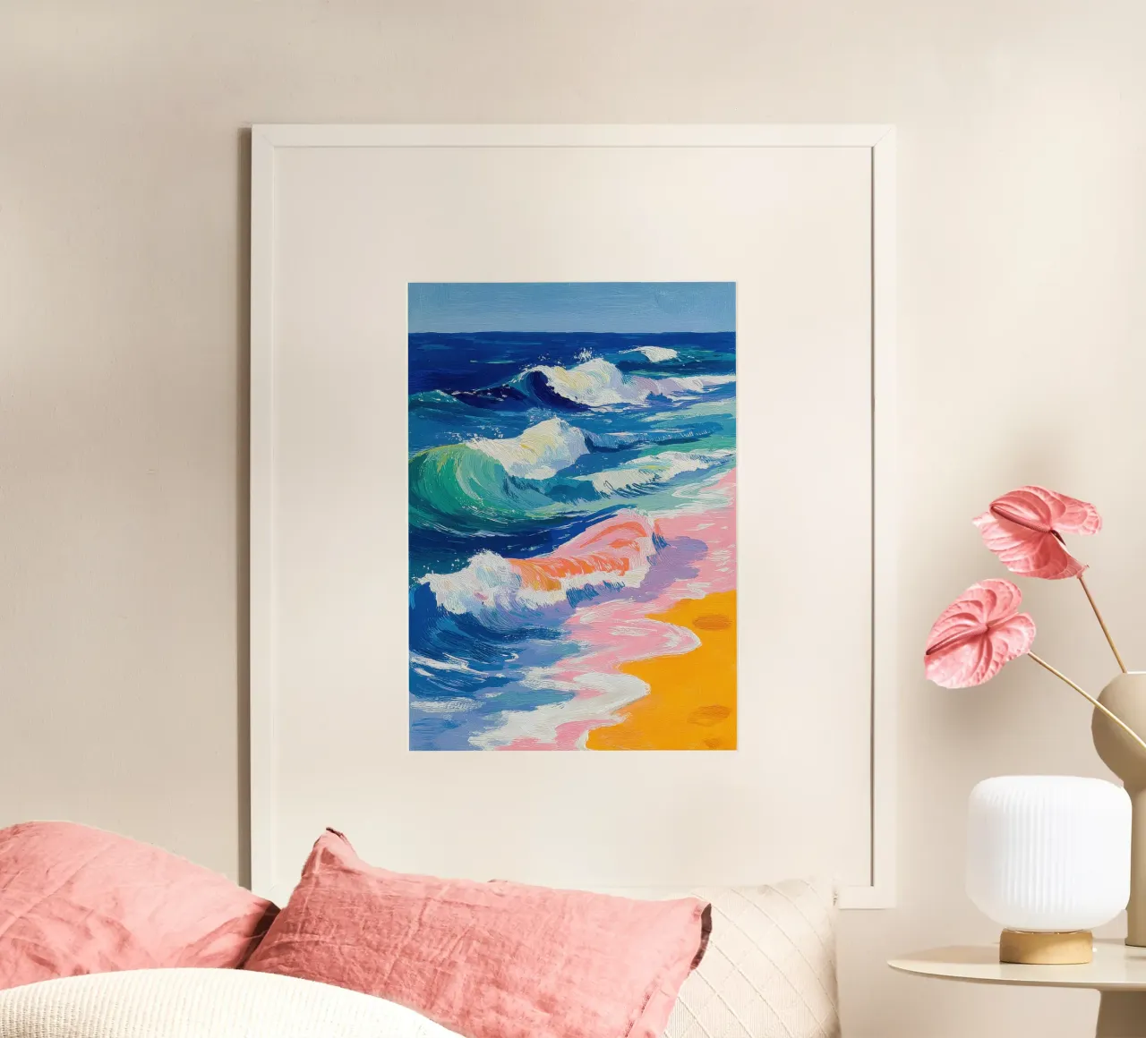 Onde colorate sulla spiaggia carta hahnemühle da Nikis Art Studio