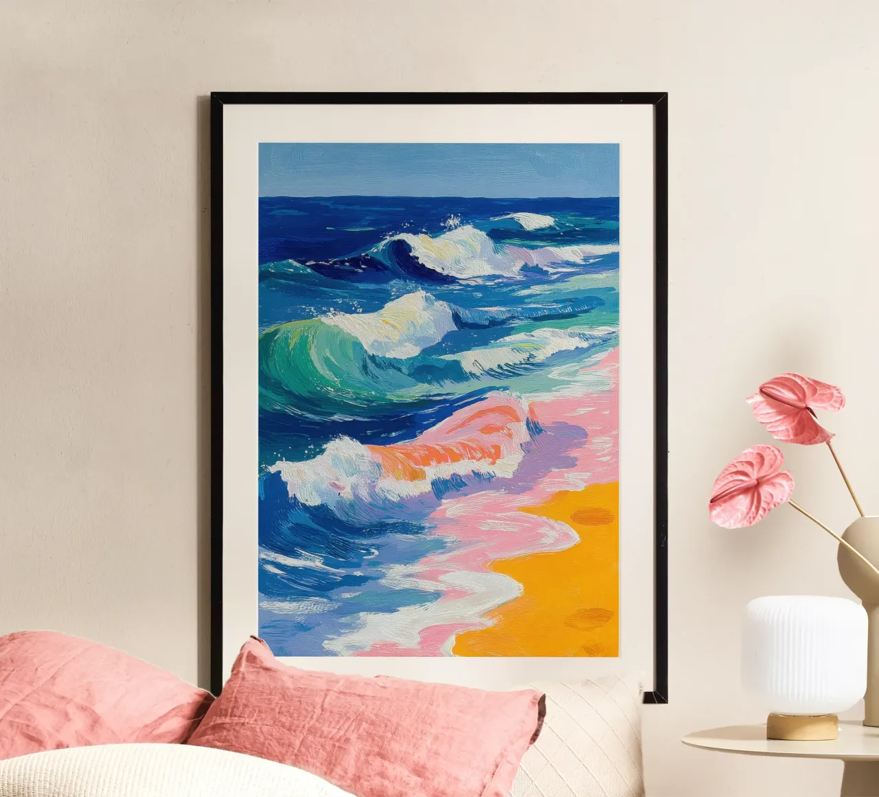 Onde colorate sulla spiaggia carta hahnemühle da Nikis Art Studio