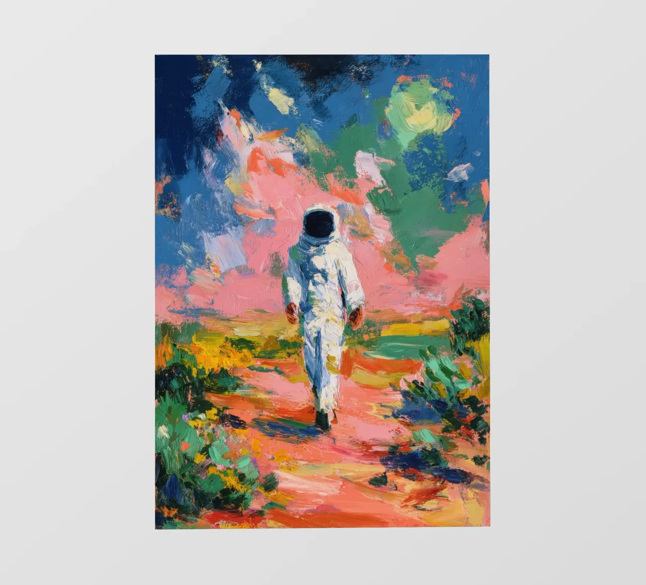 Astronauta in un paesaggio colorato pellicola backlit da Nikis Art Studio