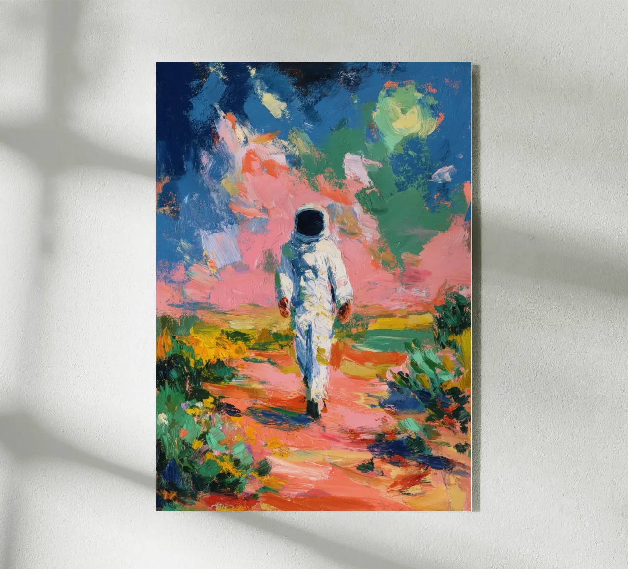 Astronauta in un paesaggio colorato plexiglass da Nikis Art Studio