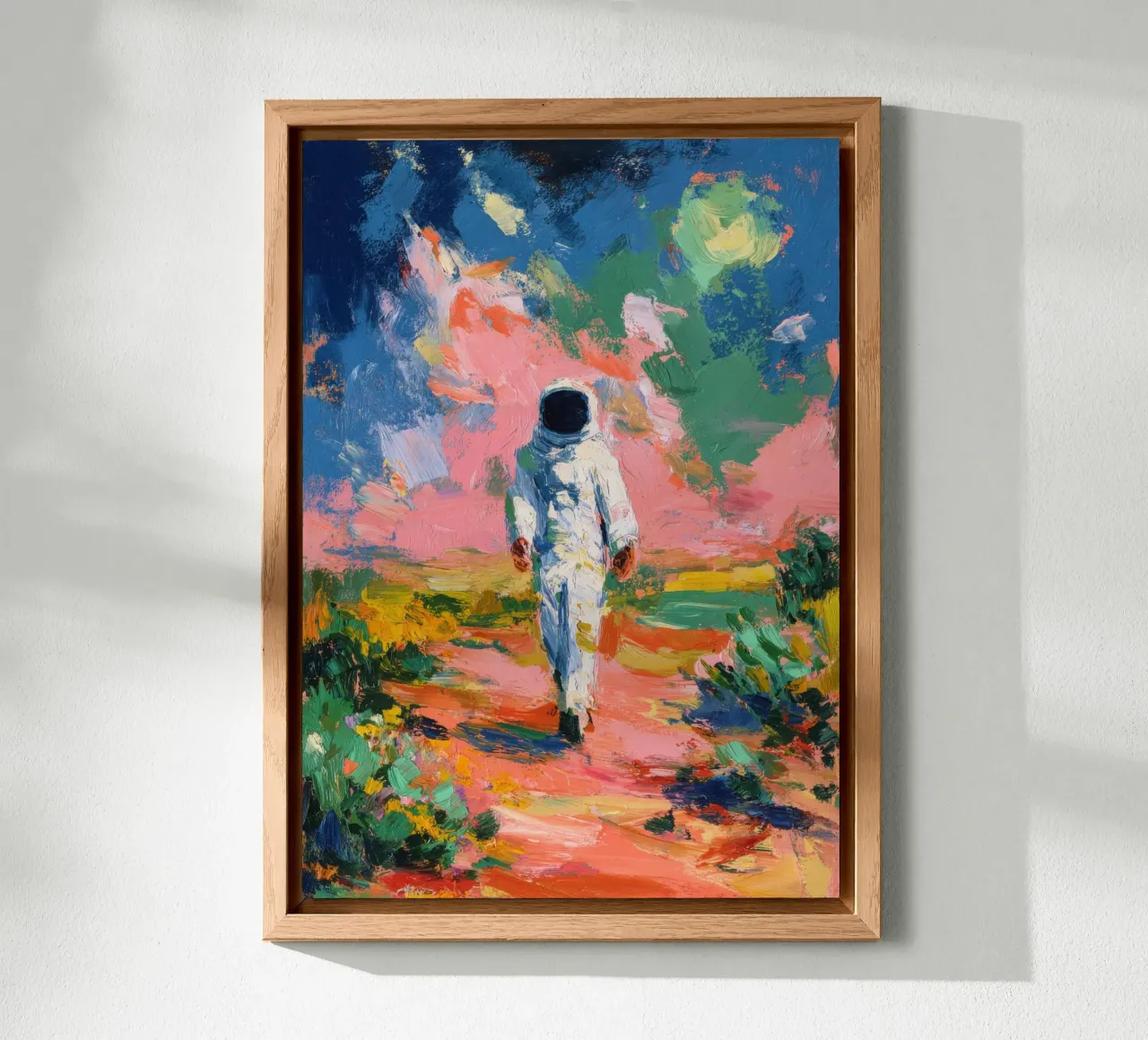 Astronauta in un paesaggio colorato alluminio dibond da Nikis Art Studio