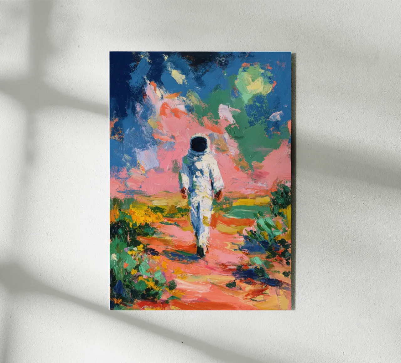 Astronauta in un paesaggio colorato alluminio dibond da Nikis Art Studio