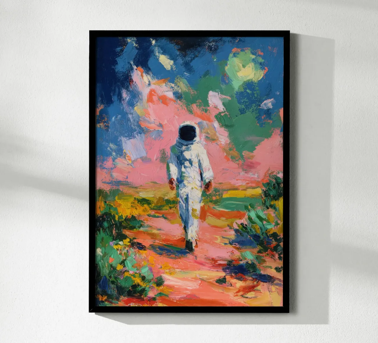 Astronauta in un paesaggio colorato carta hahnemühle da Nikis Art Studio