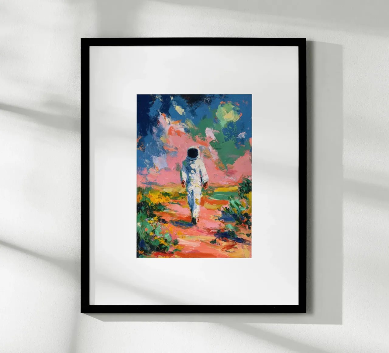 Astronauta in un paesaggio colorato carta hahnemühle da Nikis Art Studio