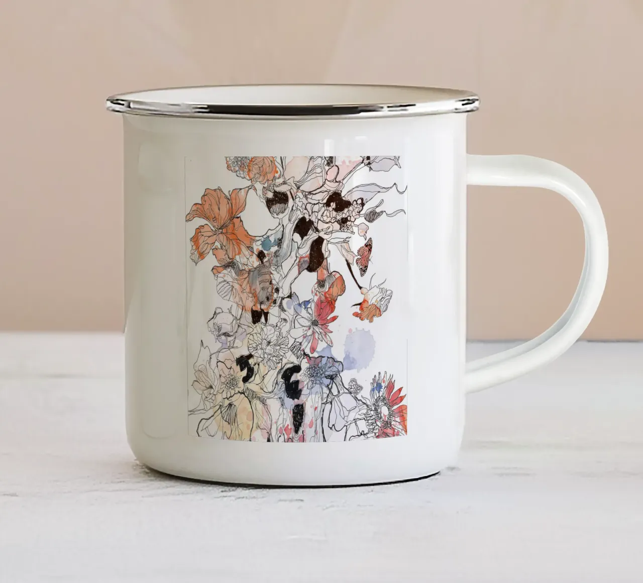 flower fire tazza in smalto da k i m
