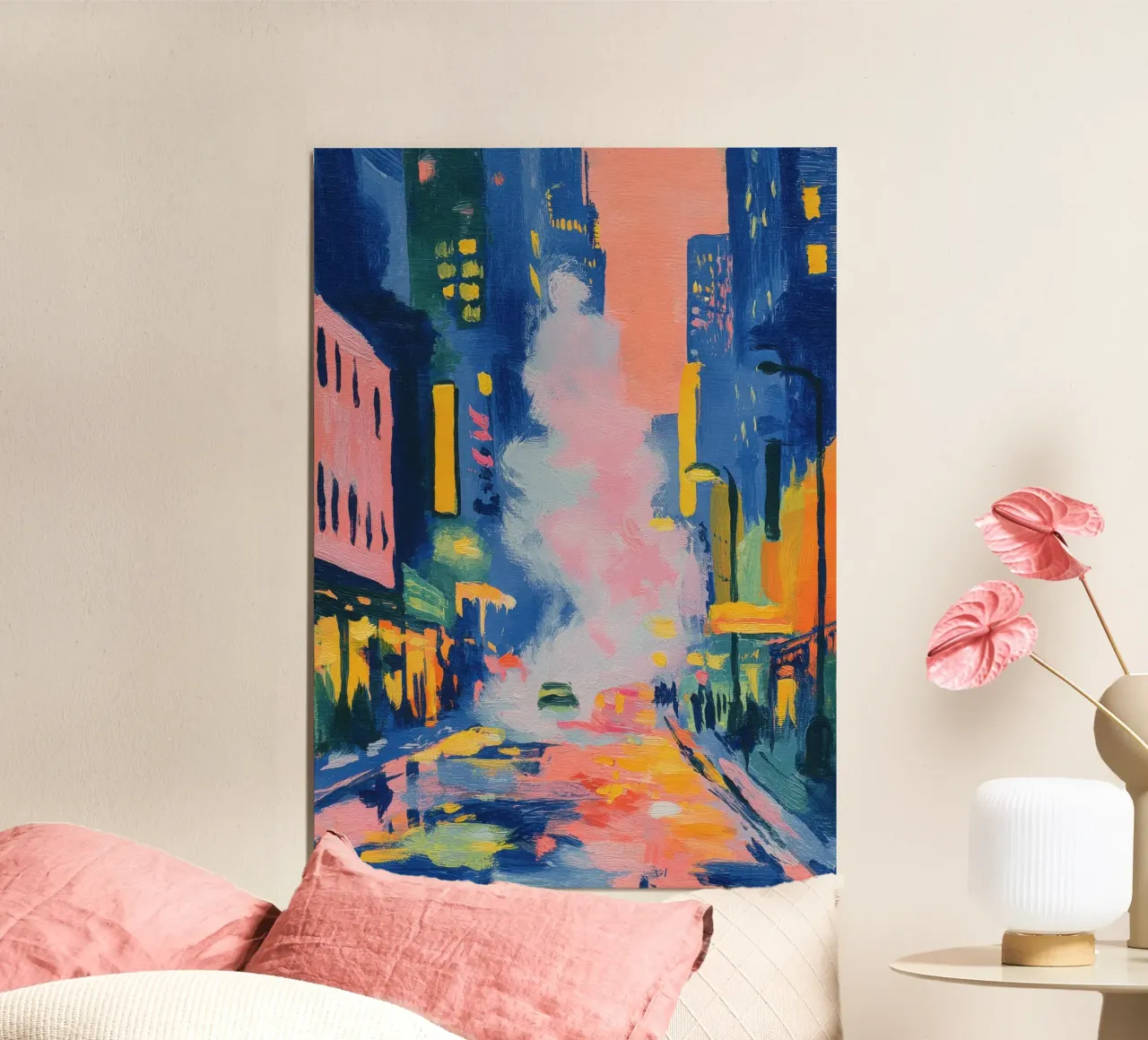 Strada di New York di notte alluminio dibond da Nikis Art Studio