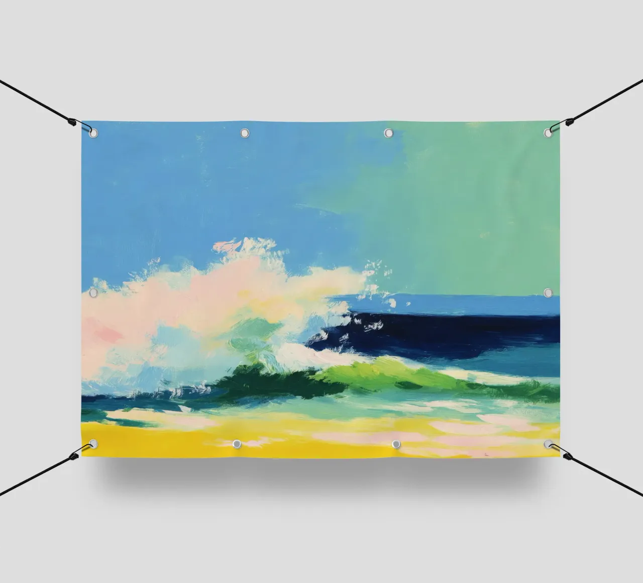 Onde sulla spiaggia in colori pastello telo in pvc da Nikis Art Studio