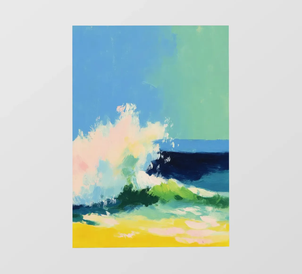 Onde sulla spiaggia in colori pastello telo in pvc da Nikis Art Studio