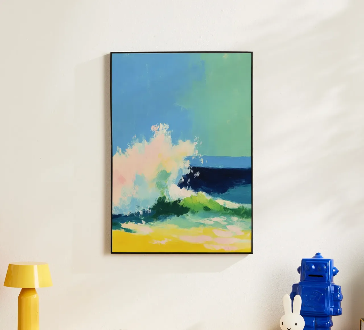 Onde sulla spiaggia in colori pastello alluminio dibond da Nikis Art Studio