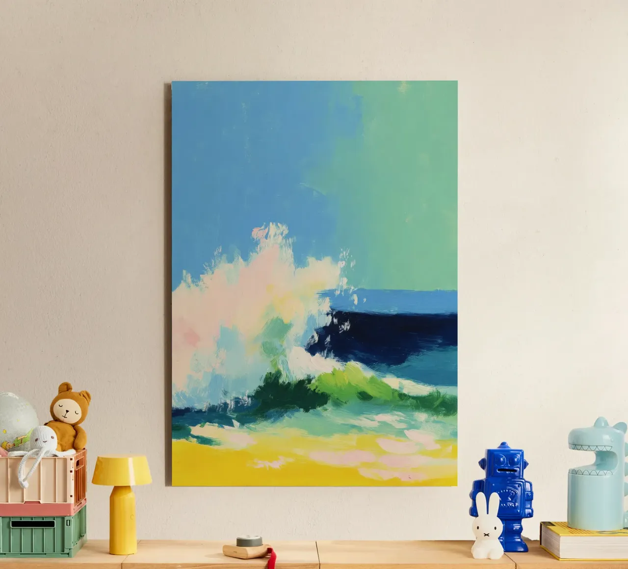 Onde sulla spiaggia in colori pastello alluminio dibond da Nikis Art Studio
