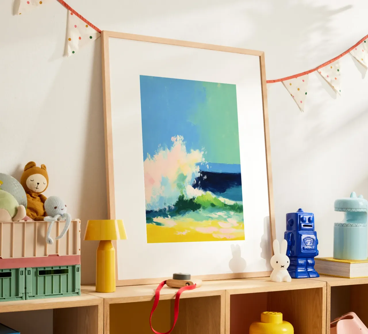 Onde sulla spiaggia in colori pastello carta hahnemühle da Nikis Art Studio