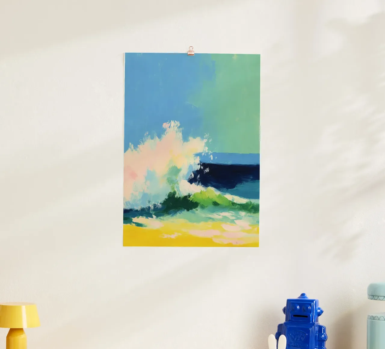 Onde sulla spiaggia in colori pastello carta hahnemühle da Nikis Art Studio