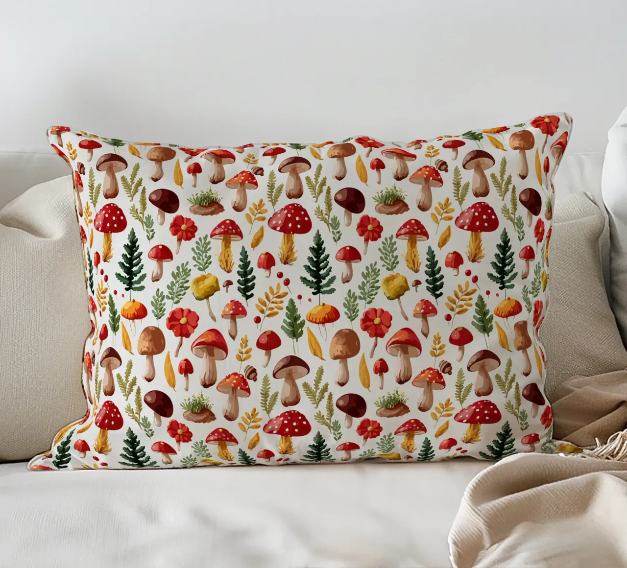 Autunno - Funghi, foresta, modello cuscino da Hightown Design