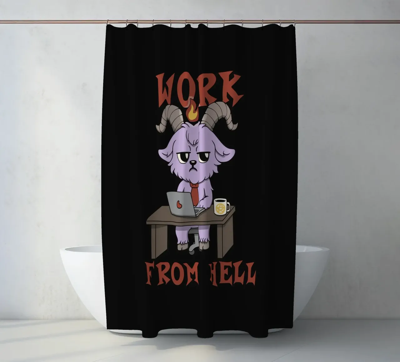 Work from Hell douchegordijn van Loobs