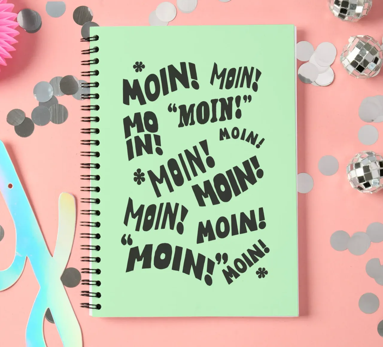 Moin! German Typography Print German Typography Design spiral notebook by THE MOTIVATED TYPE