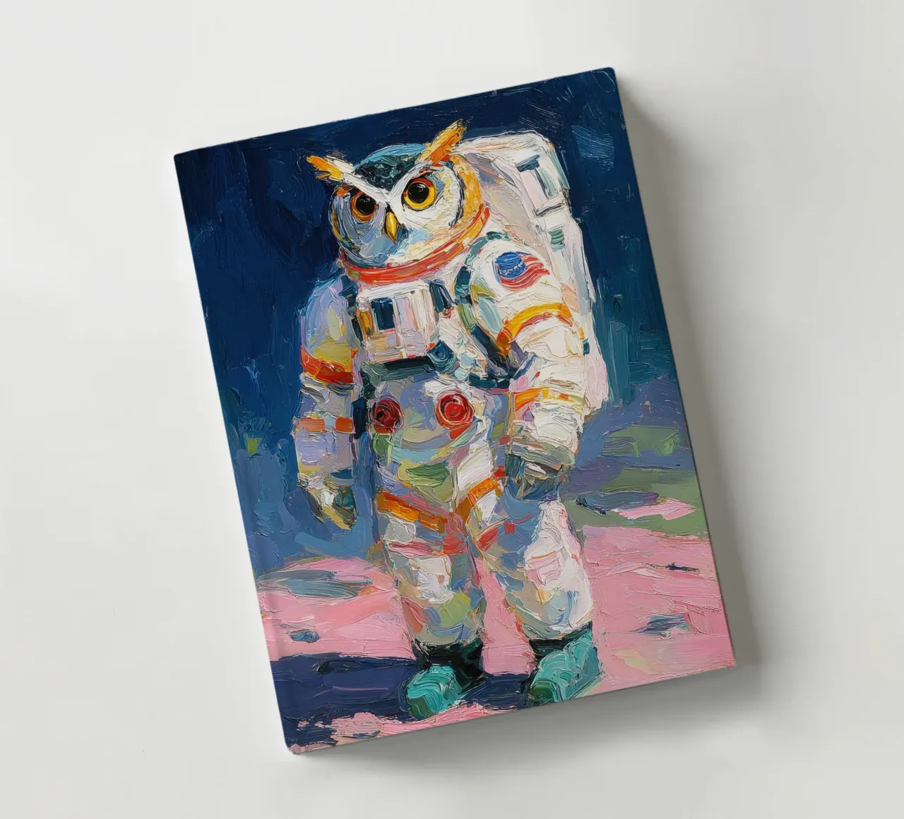 Owl in spacesuit notebook by Nikis Art Studio