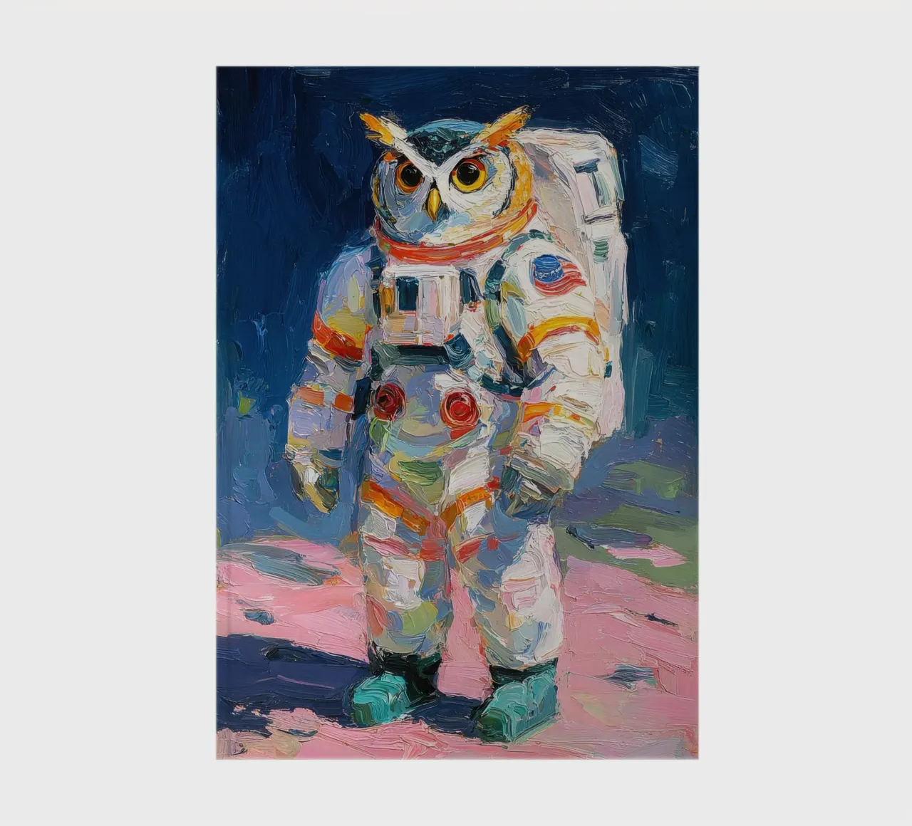 Owl in spacesuit notebook by Nikis Art Studio