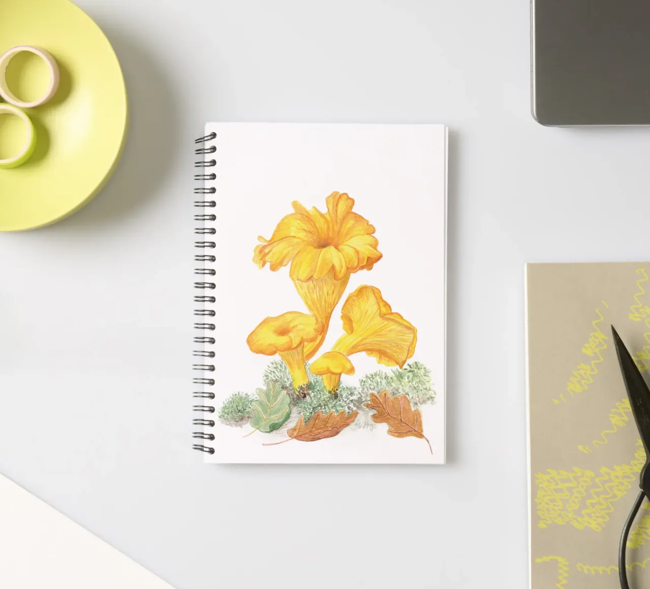 Chanterelle - Hand Painted Mushroom Illustration spiral notebook by ms.Hey! textildesign