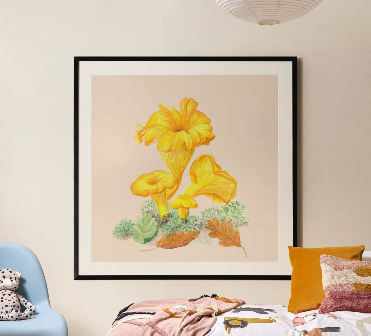 Chanterelle - Hand Painted Mushroom Illustration hahnemühle by ms.Hey! textildesign