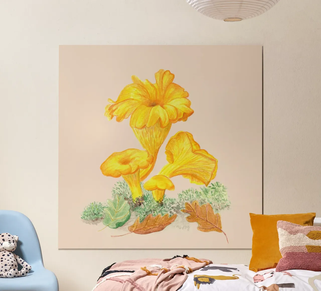 Chanterelle - Hand Painted Mushroom Illustration hahnemühle by ms.Hey! textildesign