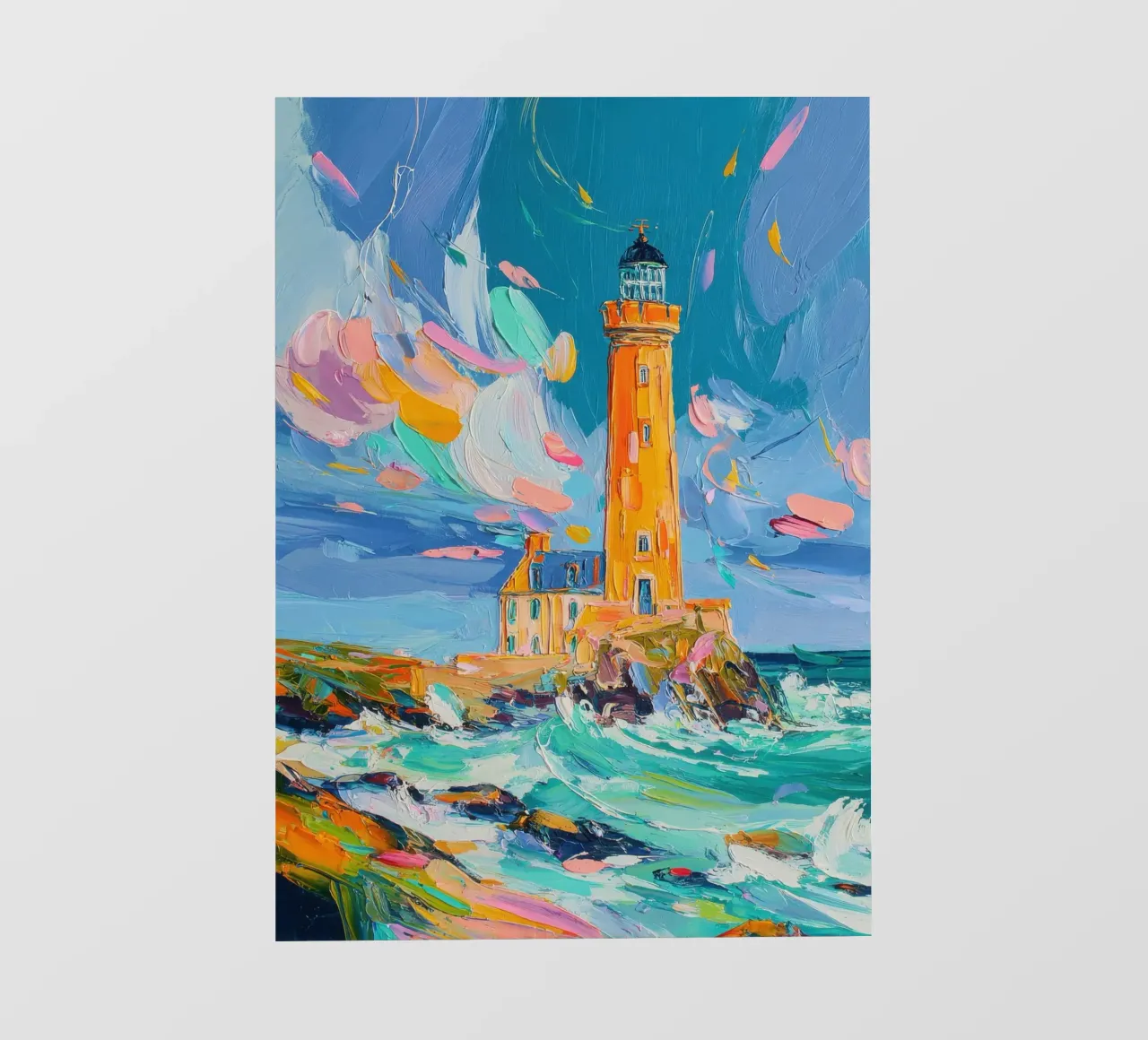 Faro colorato in riva al mare pellicola backlit da Nikis Art Studio