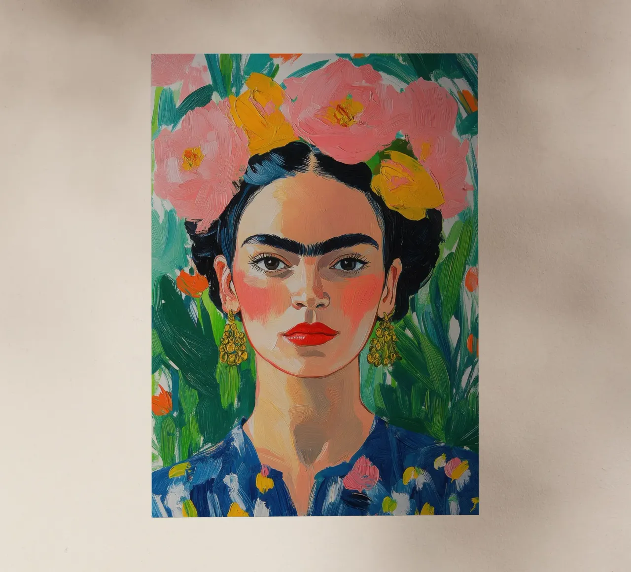Frida Kahlo con fiori pellicola backlit da Fantasias Florales