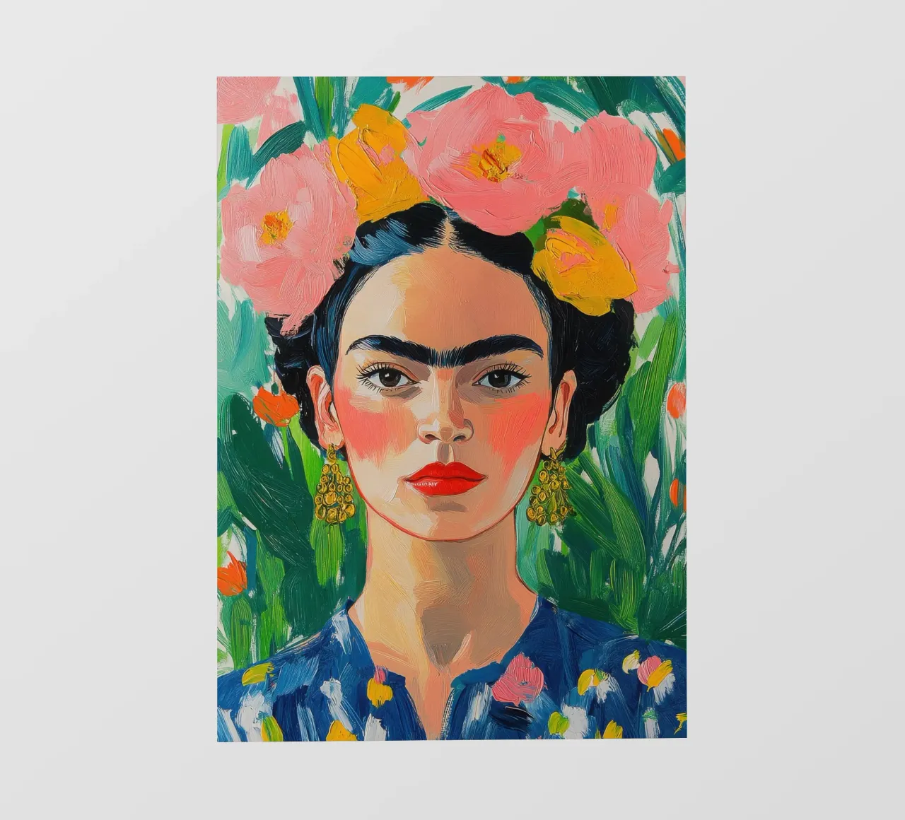 Frida Kahlo con fiori pellicola backlit da Fantasias Florales