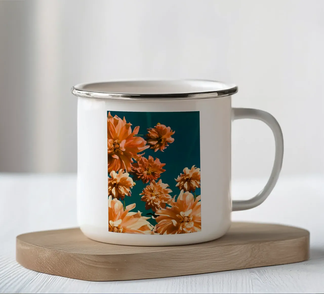 Dalie estive tazza in smalto da Jana Leonenkov Art