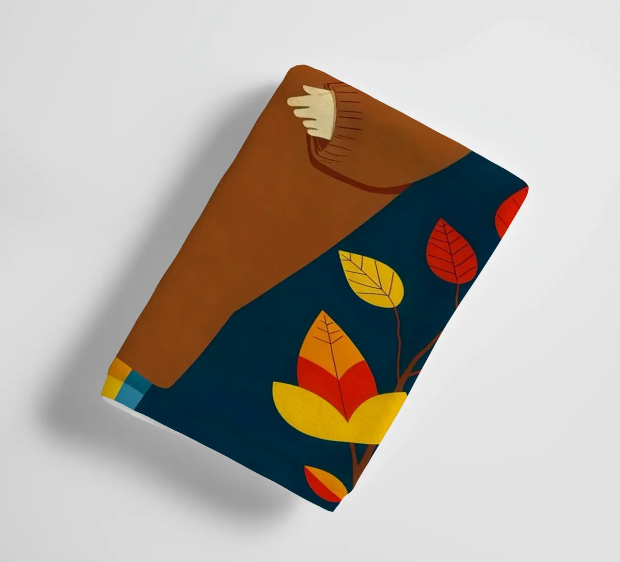 Donna che indossa un accogliente maglione in autunno e nella stagione autunnale asciugamano da bagno da ARTOMATIC