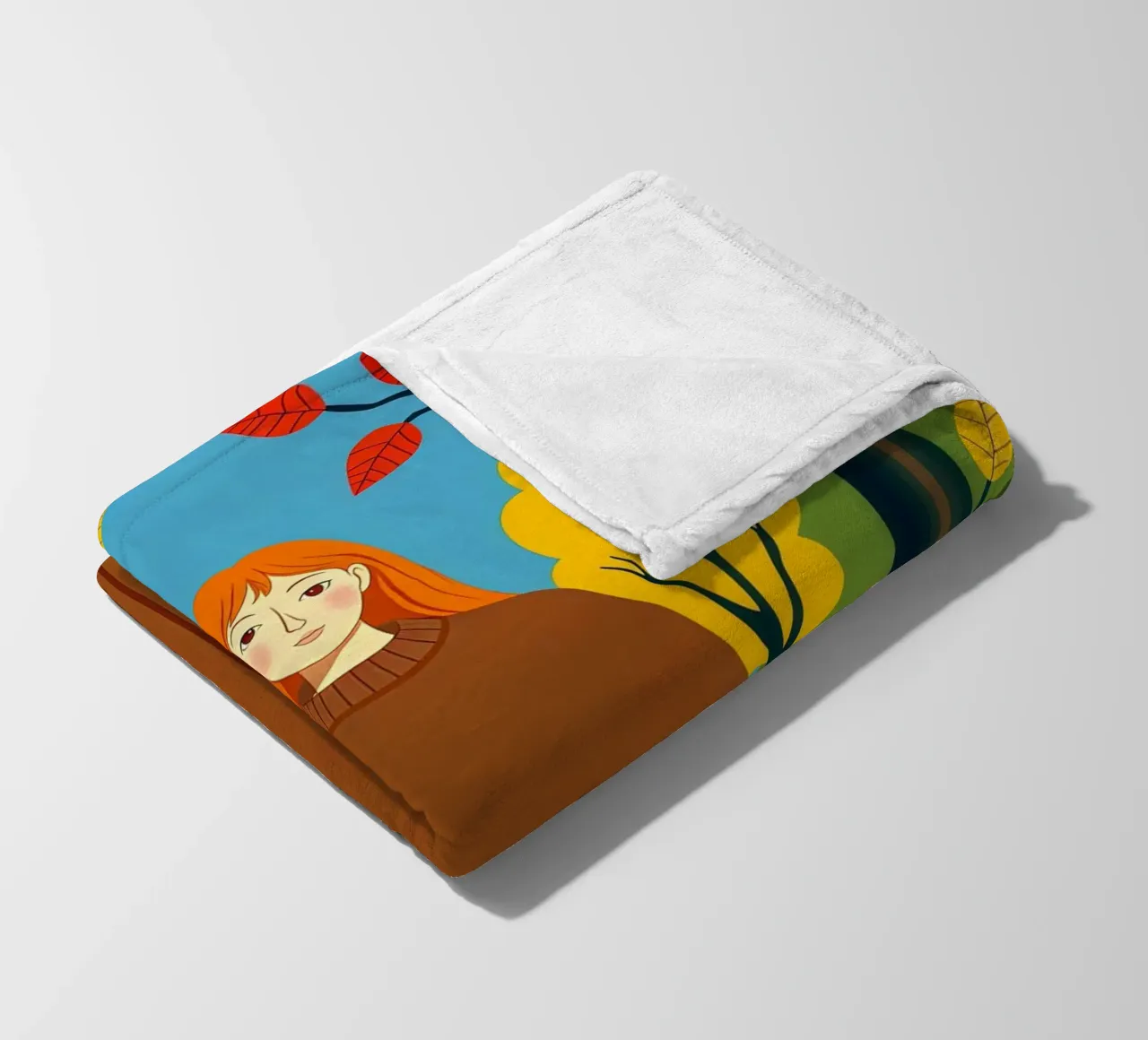 Donna che indossa un accogliente maglione in autunno e nella stagione autunnale coperta in pile da ARTOMATIC