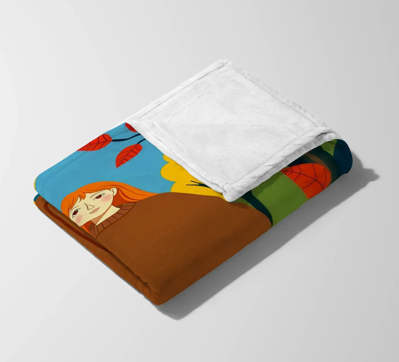 Donna che indossa un accogliente maglione in autunno e nella stagione autunnale coperta in pile da ARTOMATIC