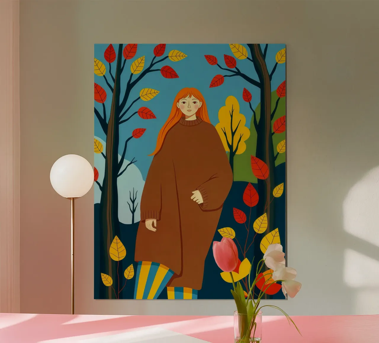 Donna che indossa un accogliente maglione in autunno e nella stagione autunnale carta hahnemühle da ARTOMATIC