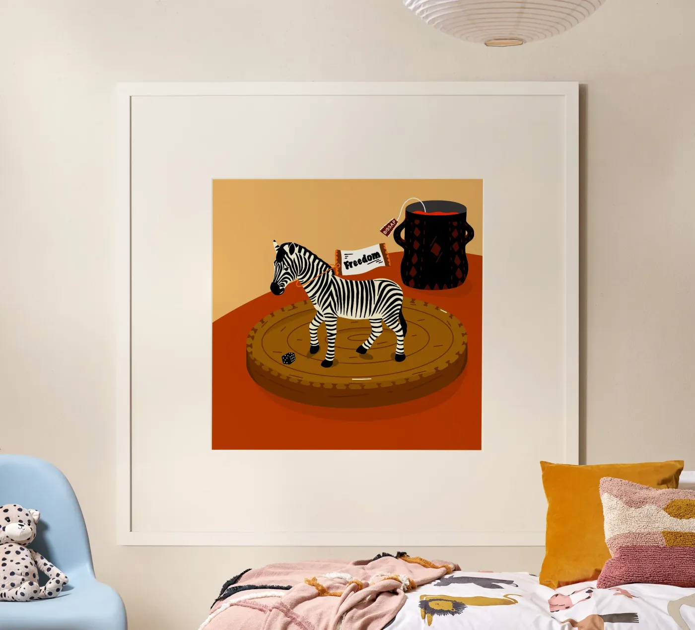Zebra tea time poster by Keva Epale