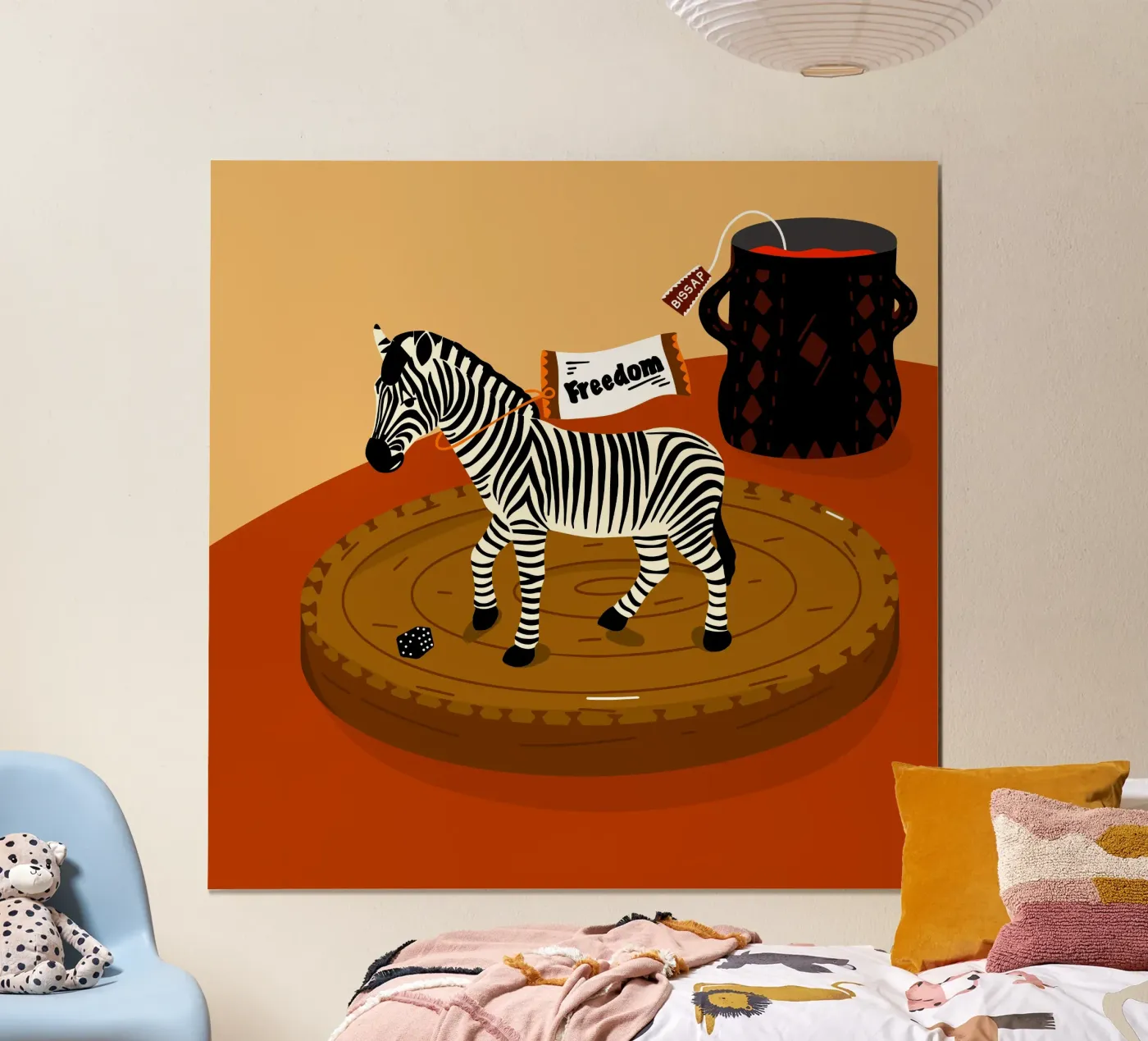 Zebra tea time poster by Keva Epale