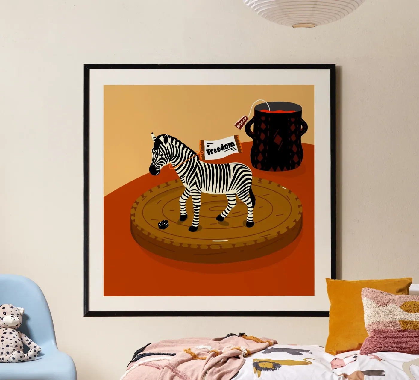 Zebra tea time poster by Keva Epale