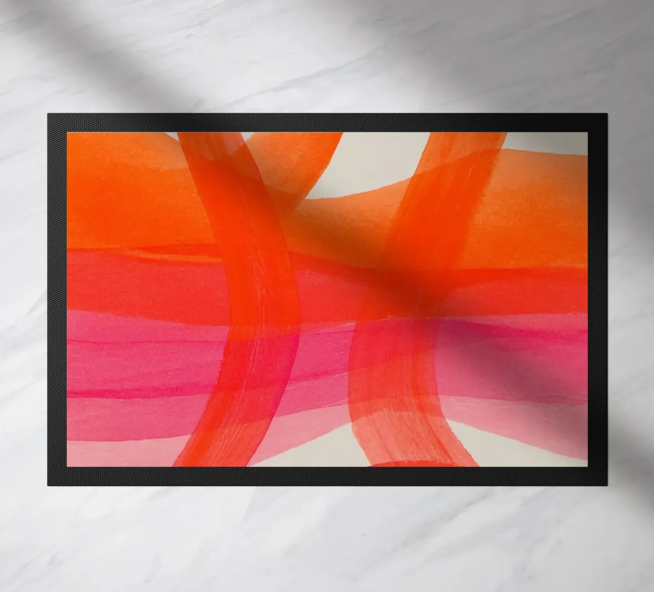 Abstract colour sheets orange doormat by Carinaprint