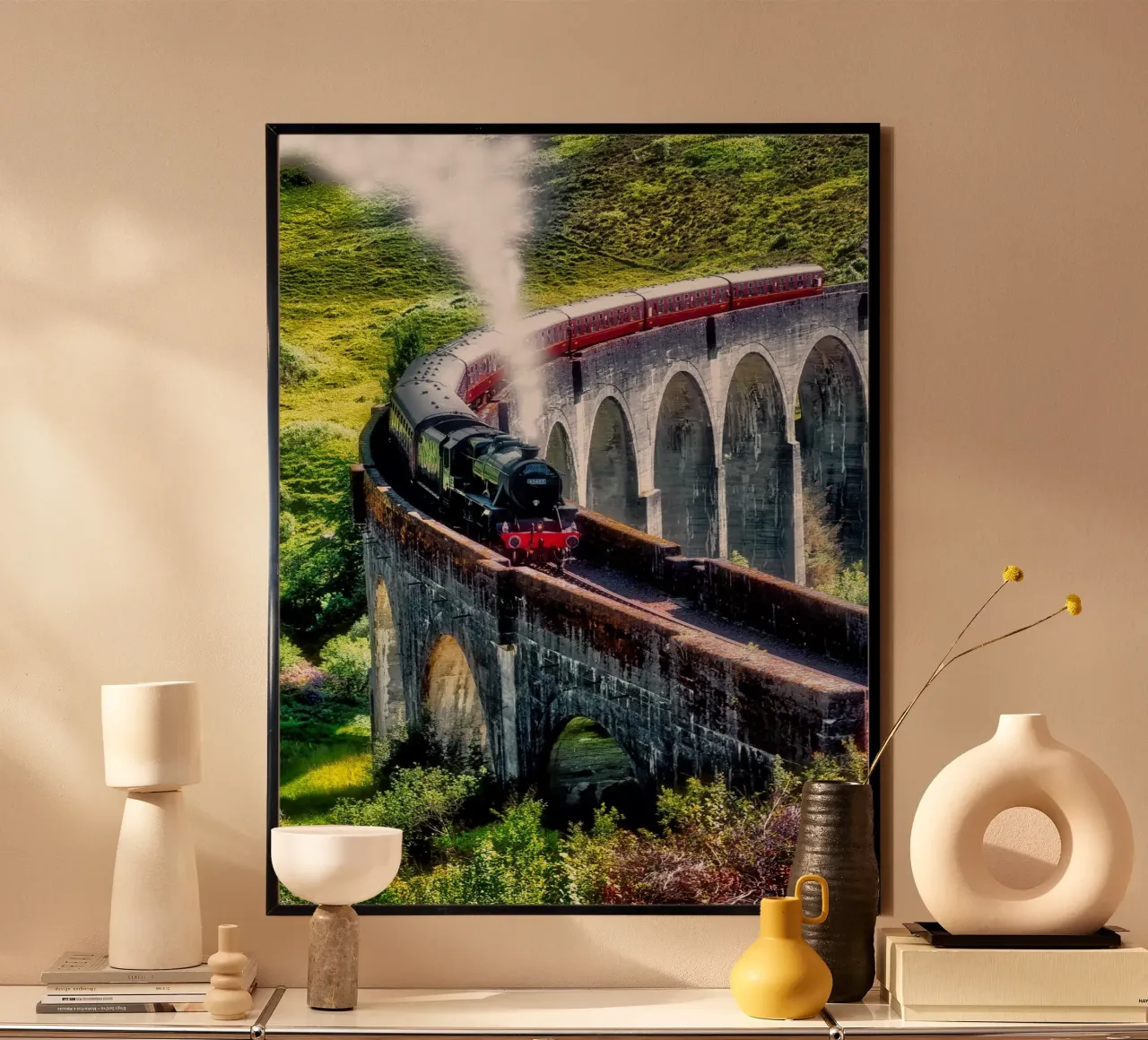 Viadotto di Glenfinnan in Scozia poster con telaio in alluminio da Juergen Wiesler