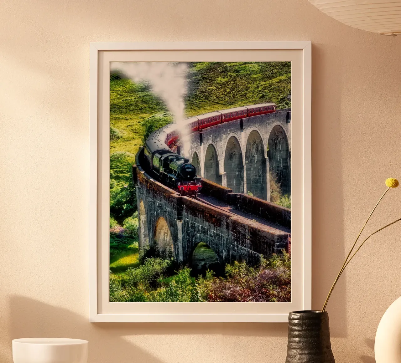 Viadotto di Glenfinnan in Scozia poster con telaio in alluminio da Juergen Wiesler