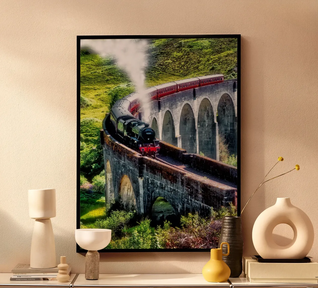Viadotto di Glenfinnan in Scozia poster con telaio in alluminio da Juergen Wiesler
