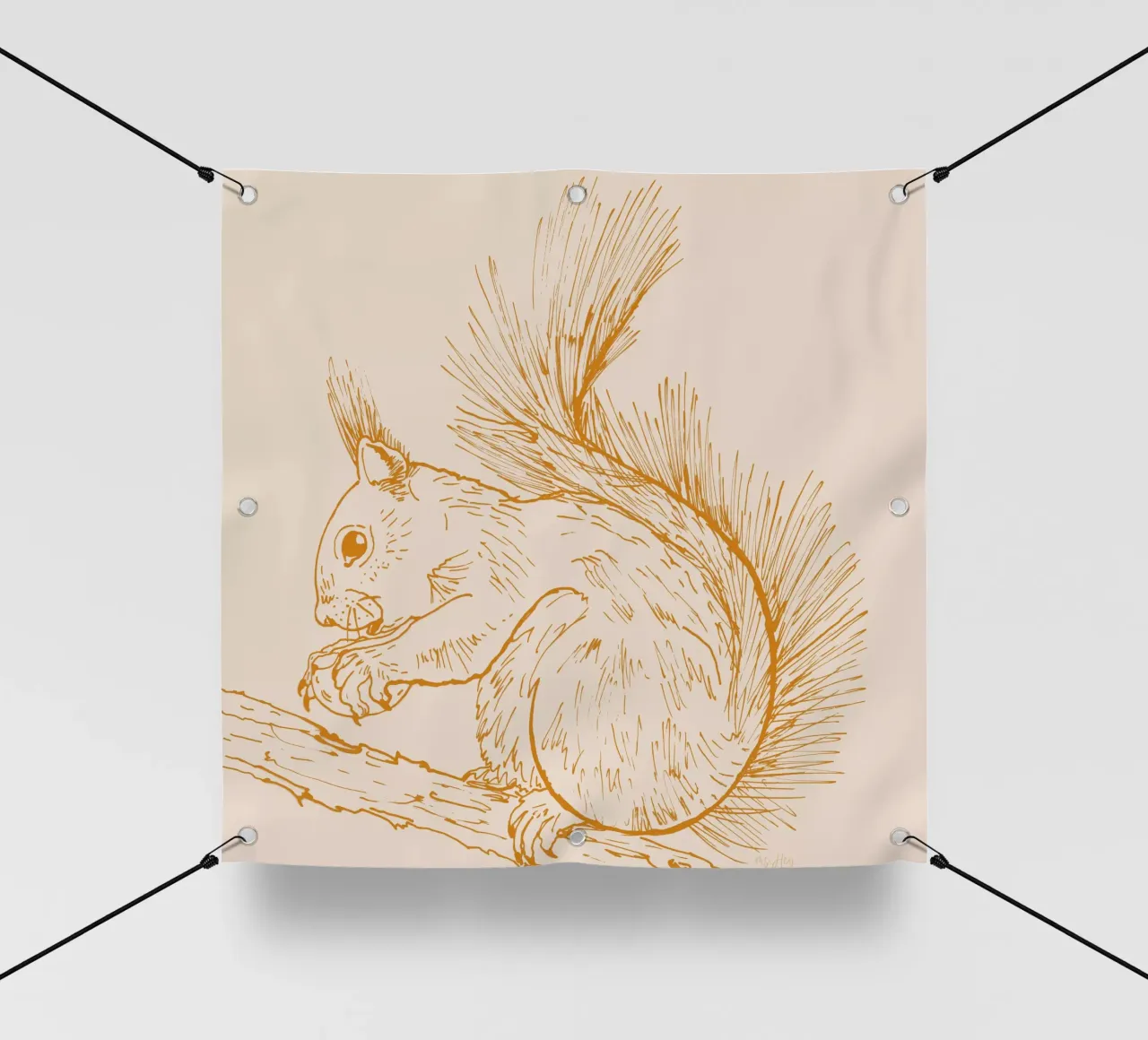 Scoiattolo con noce - illustrazione a inchiostro telo in pvc da ms.Hey! textildesign